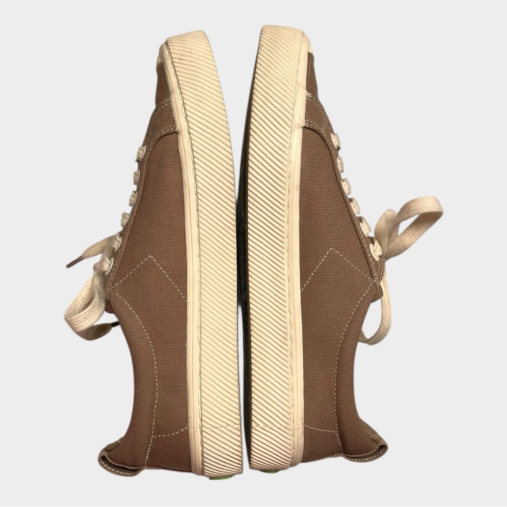 CARIUMA Taupe Canvas Sneakers Eco-Friendly Casual Lace-Up Women 9.5 / Men 8 - Picture 6 of 10